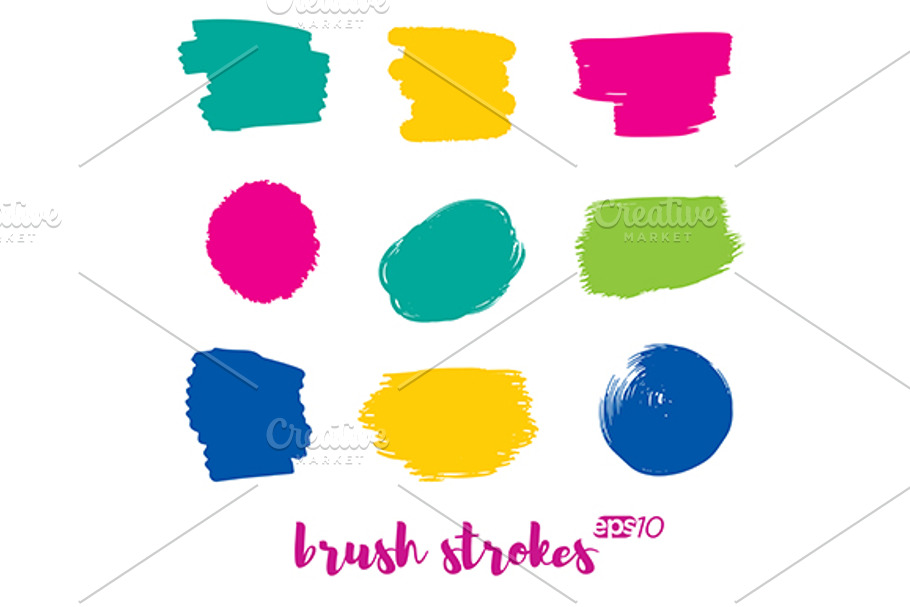 Brush strokes vector template set. in Textures - product preview 8