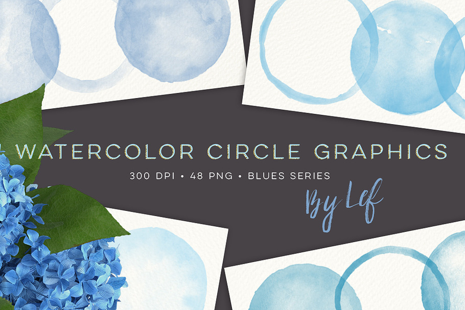 Watercolor Circles and Blobs Clipart