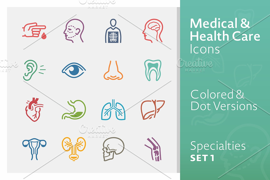 Colored Medical Specialties Icons 1