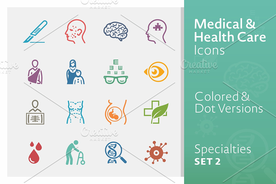 Colored Medical Specialties Icons 2 in Medical Icons - product preview 8