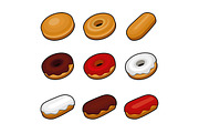 Colorful Donuts Icons Set