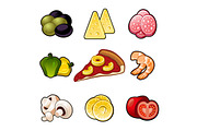 Pizza icons set
