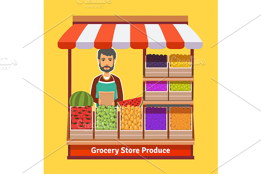 Produce shop keeper. in Illustrations - product preview 8