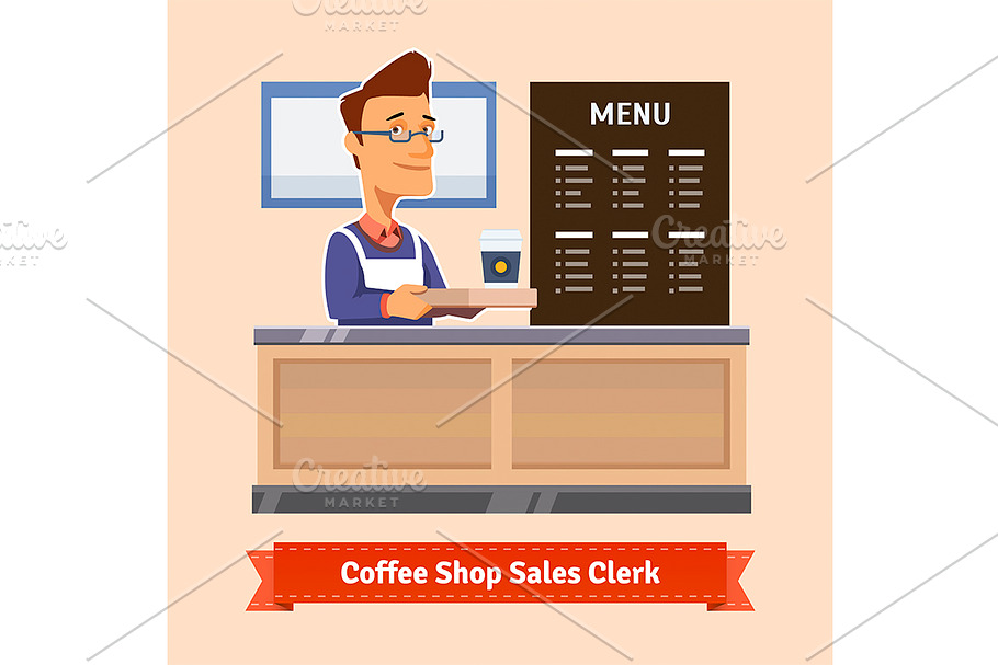 Shop assistant at the cashier desk in Illustrations - product preview 8