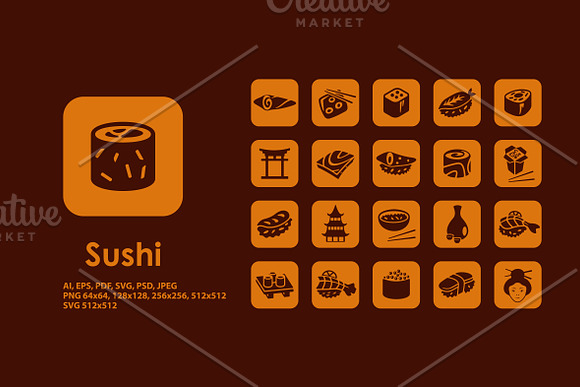 Sushi icons in Japanese Icons - product preview 1