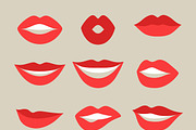 Lips set and seamless patterns.