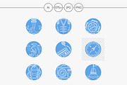 Abstract marine line icons vector