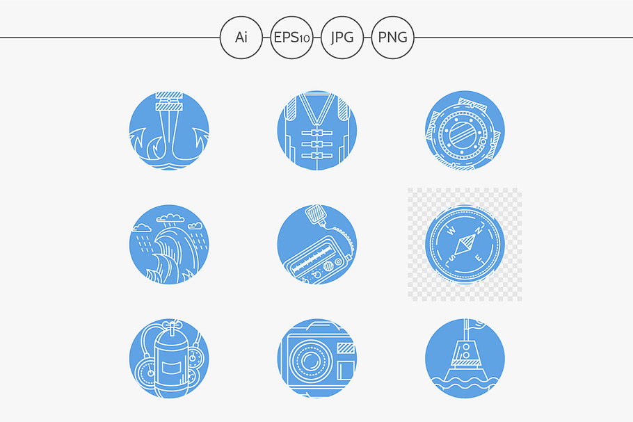 Abstract marine line icons vector in Graphics - product preview 8