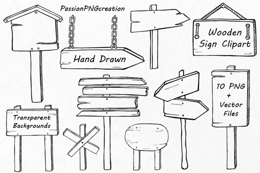 Hand Drawn Wooden Sign Clipart