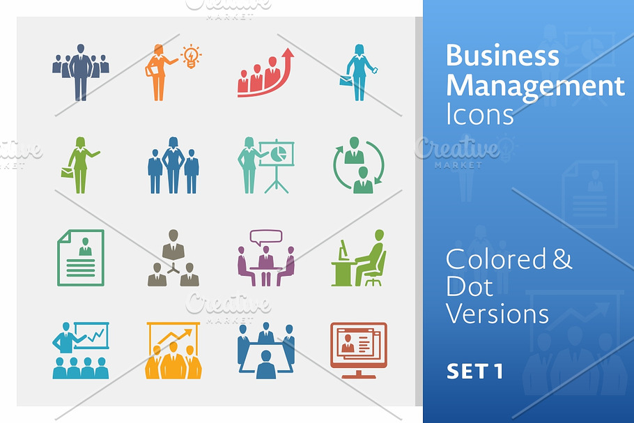Colored Business Management Icons 1  in Graphics - product preview 8