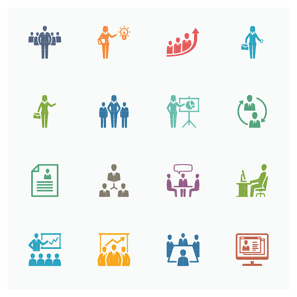 Colored Business Management Icons 1  in Graphics - product preview 1