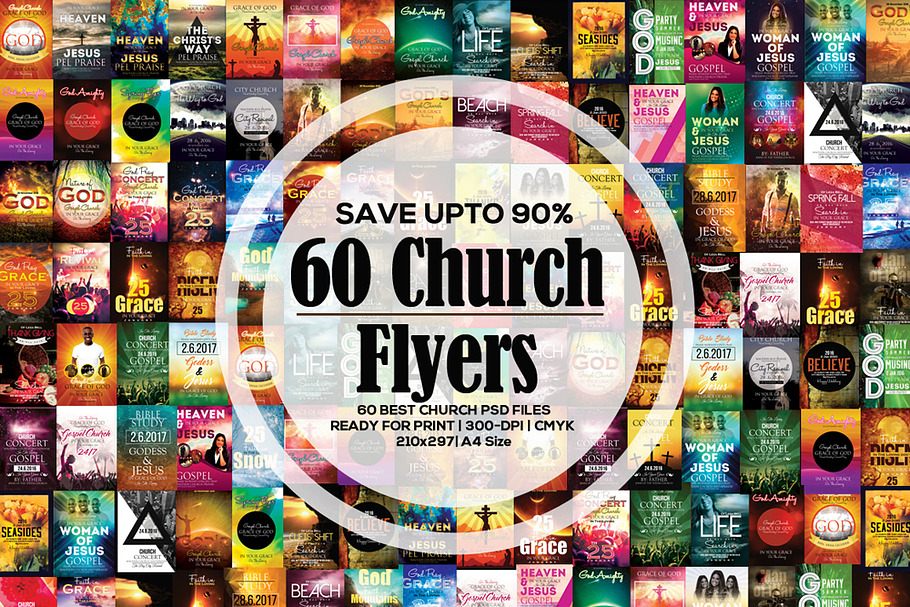60 Glorious God Church Flyer Bundle
