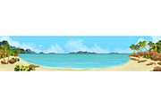 Sea panorama beach vector background
