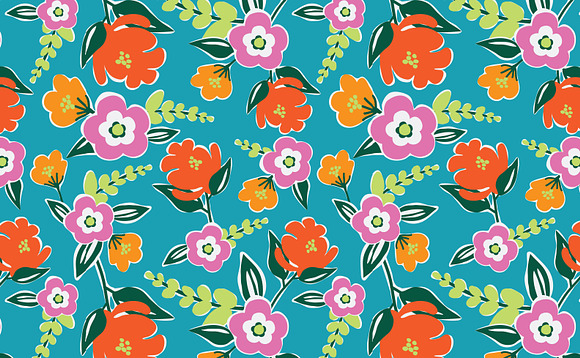 Bright Blooms Seamless Pattern in Patterns - product preview 1