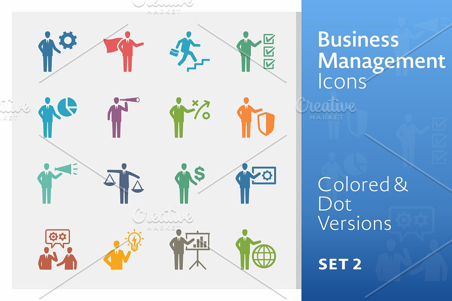 Colored Business Management Icons 2