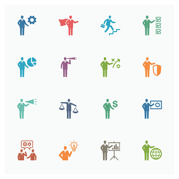 Colored Business Management Icons 2 in Superhero Icons - product preview 1