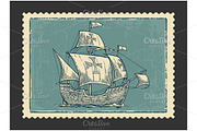 Postmark - Sailing ship floating
