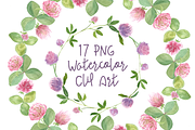 17 Watercolor Clover Clip Art