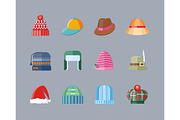 Set of Hat Flat Design Collectionv