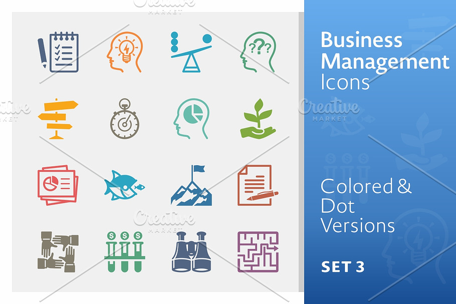 Colored Business Management Icons 3