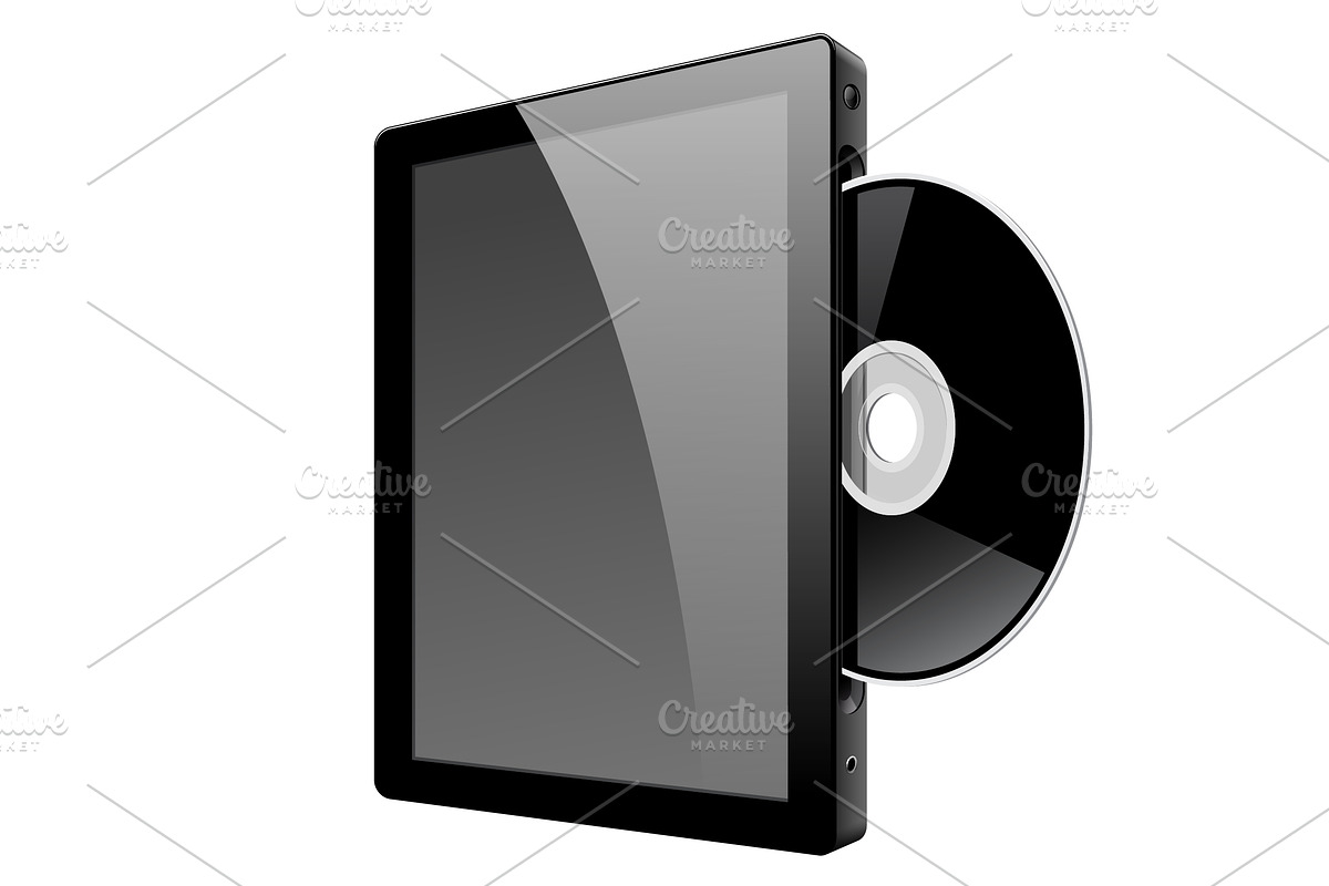 Realistic tablet with disk in Product Mockups - product preview 8