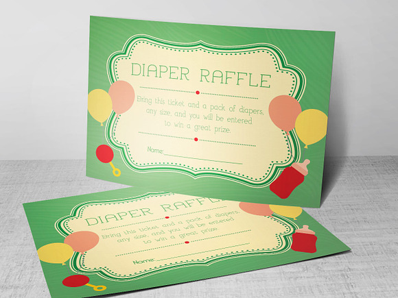 Retro Diaper Raffle Card Publisher in Card Templates - product preview 1