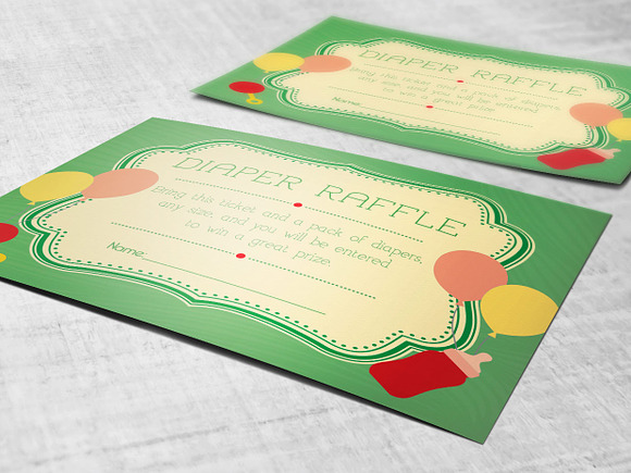 Retro Diaper Raffle Card Publisher in Card Templates - product preview 2