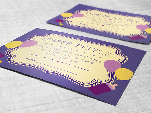 Retro Diaper Raffle Card Publisher in Card Templates - product preview 4