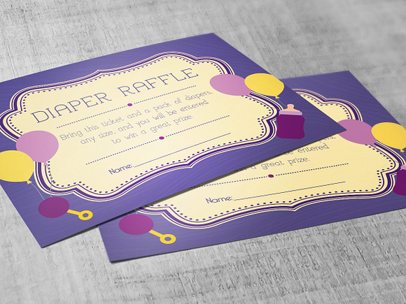 Retro Diaper Raffle Card Publisher in Card Templates - product preview 5