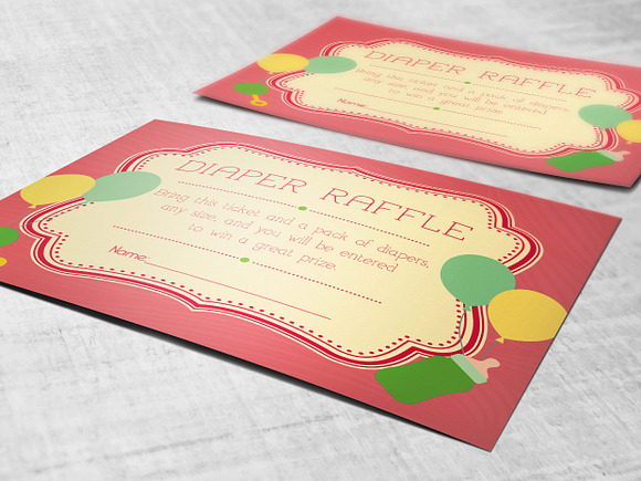 Retro Diaper Raffle Card Publisher in Card Templates - product preview 7