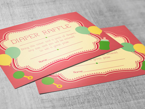 Retro Diaper Raffle Card Publisher in Card Templates - product preview 8