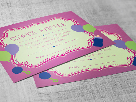 Retro Diaper Raffle Card Publisher in Card Templates - product preview 9