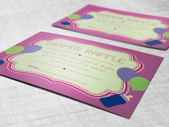 Retro Diaper Raffle Card Publisher in Card Templates - product preview 11
