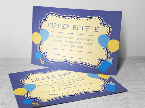 Retro Diaper Raffle Card Publisher in Card Templates - product preview 12