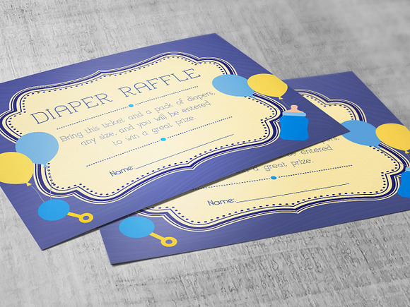 Retro Diaper Raffle Card Publisher in Card Templates - product preview 13