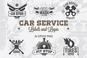 9 Car service Labels and Logos