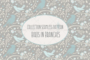Seamless pattern "Birds in branches"