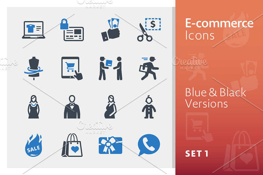 E-commerce Icons Set 1 - Blue Series in Graphics - product preview 8