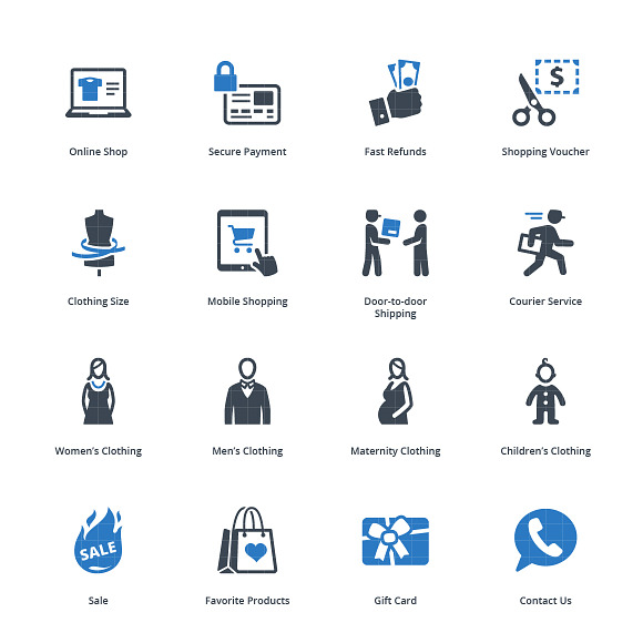 E-commerce Icons Set 1 - Blue Series in Graphics - product preview 1