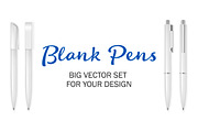 Set of blank vector pens. 