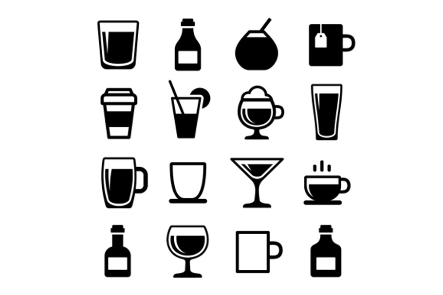 Drink and beverage icons set in Graphics - product preview 8