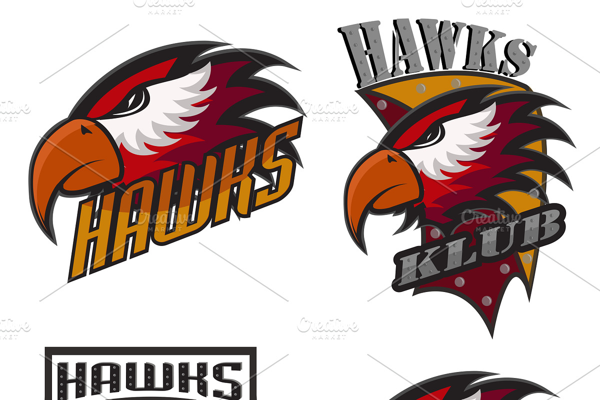 Set Professional sports logo hawks in Logo Templates - product preview 8