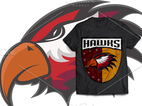 Set Professional sports logo hawks in Logo Templates - product preview 1