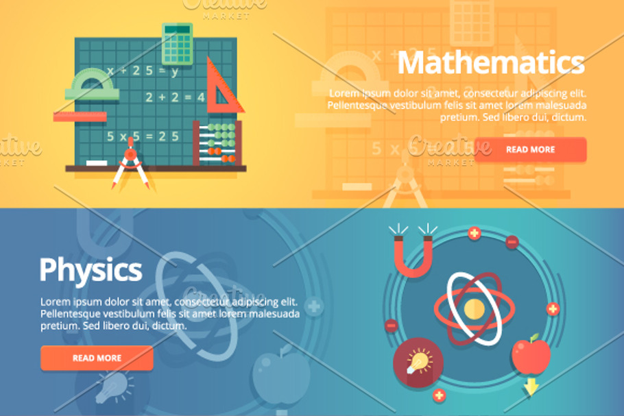 Education and Science banner set in Illustrations - product preview 8