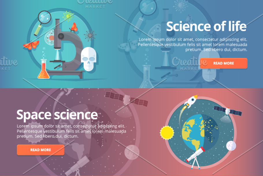 Education and Science banner set