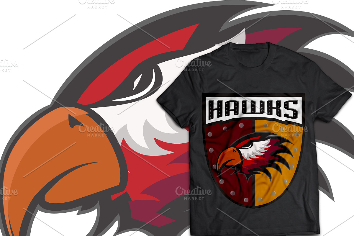 Professional sports logo hawks in Logo Templates - product preview 8