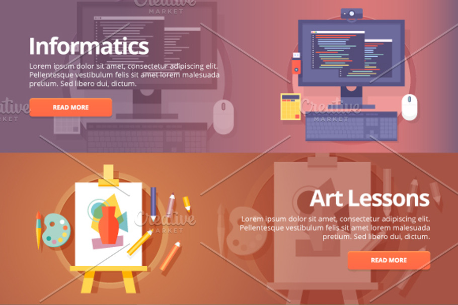 Education and Science banner set in Illustrations - product preview 8