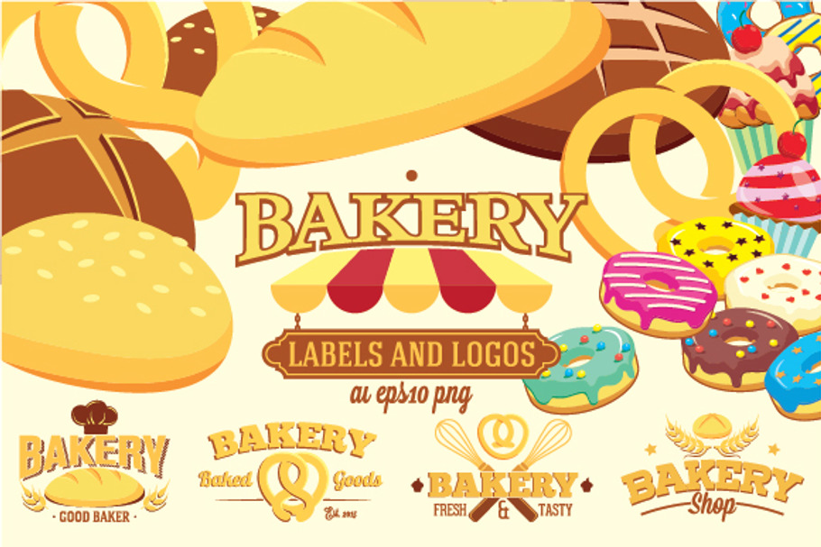Bakery Labels and Logos + in Logo Templates - product preview 8