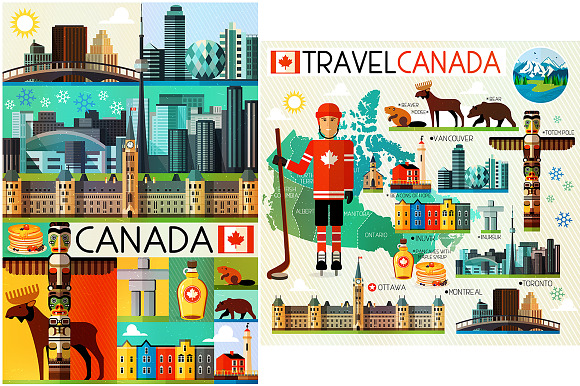 Vector Set of Various Canada Icons in Illustrations - product preview 1