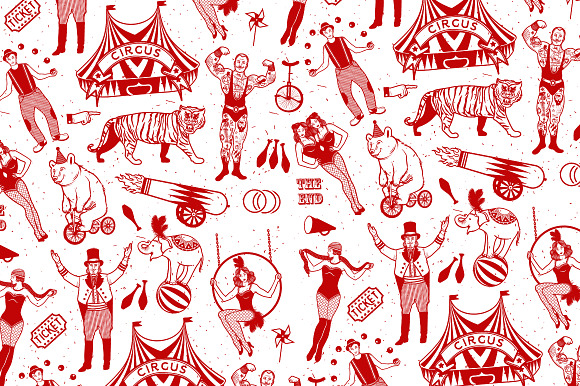 Seamless Circus Pattern. in Illustrations - product preview 1